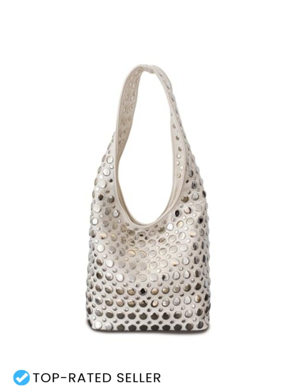 Punk Studded Hobo Shoulder Bag PU Leather Top Handle Tote
